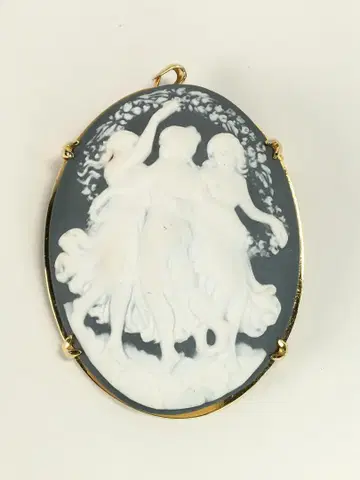 레어 도화 통원 작 카메오 브로치 세로 5cm 가로 3.8cm