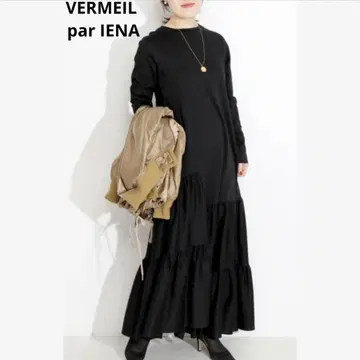 VERMEIL par iena 코튼 분또 티어드 원피스 블랙