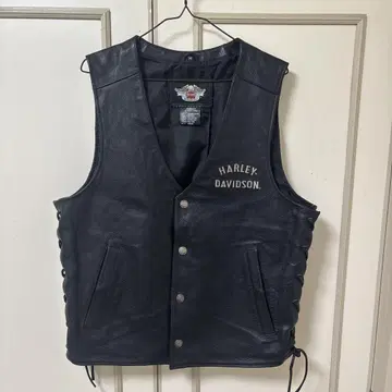 Harley Davidson 블랙 가죽 베스트 M