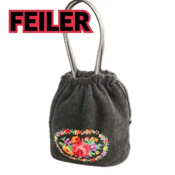 FEILER 꽃무늬 자수 복조리형 핸드백