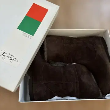 긴자 카네마츠 이탈리아제 브라운 보아 부츠 숏 38