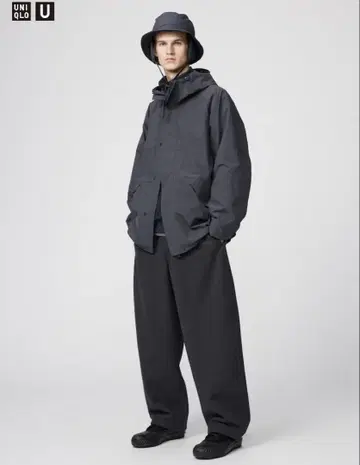 UNIQLO U 브러쉬드 맨투맨 와이드 팬츠 다크 그레이 M