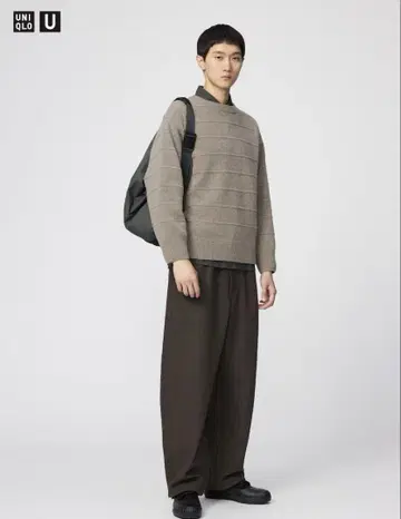 UNIQLO U 브러쉬드 맨투맨 와이드 팬츠 브라운 M