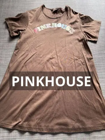 PINKHOUSE 반팔 티셔츠 브라운 컬러풀 로고 프린트