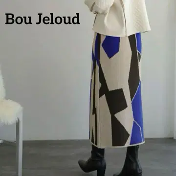 부즈루드 기하학 패턴 니트 스커트 롱 프리 사이즈 Bou Jeloud