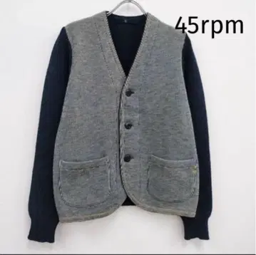 45r 데님과 니트 자켓 네이비 그레이 버튼 달린 가디건