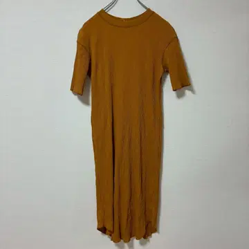 SHIPS 쉽스 롱 기장 니트 원피스 리브 니트 무지 머스타드