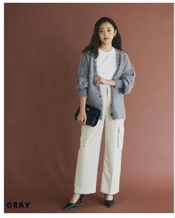 베이스먼트 온라인 MIYU 디자인 모헤어 가디건 그레이