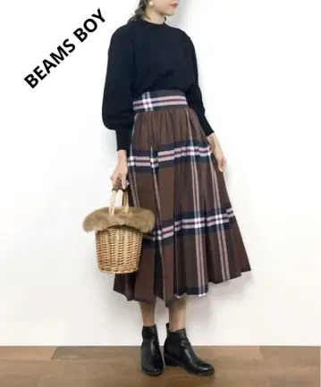 BEAMS BOY 빔즈 보이 빅 타탄 서큘러 스커트