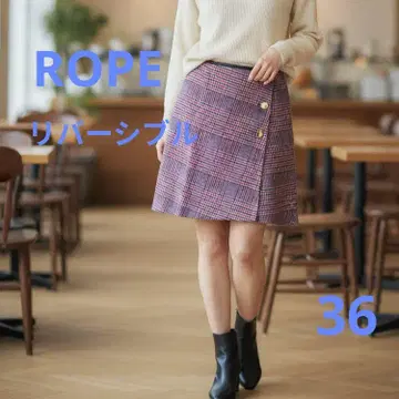 ROPE 글렌체크 사다리꼴 스커트 랩 스타일 골드 버튼 고급 깔끔한 S