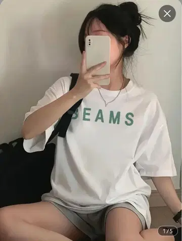 BEAMS 화이트 T셔츠