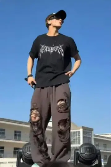 현진 착용 treemingbird damage sweatpants