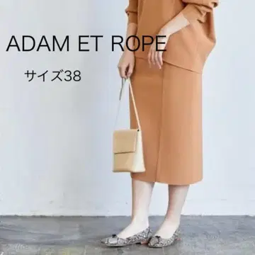 ADAM ET ROPE 니트 조젯 본딩 스커트