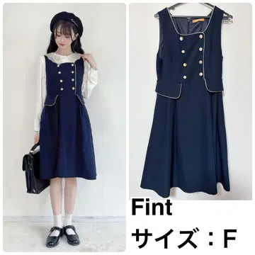 Fint 도어맨풍 더블 단추 오버롤 스커트 Fint
