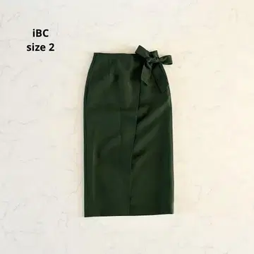 [새상품급] 사이즈 2 iCB 그린 스커트 그린 랩스커트 고급 미들