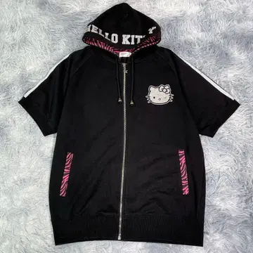 HelloKitty [ LL ] 반팔 후드티 헬로키티 블랙 키라키라