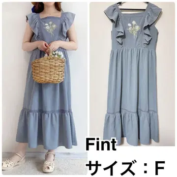 Fint 아트 플라워 자수 프릴 원피스 Fint