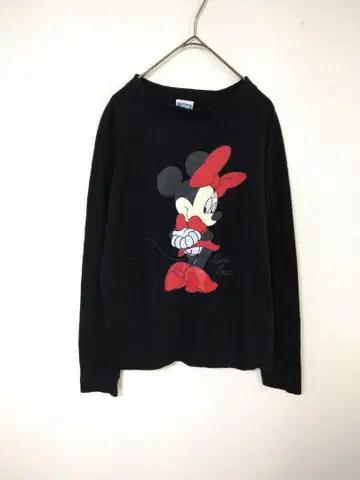 택 포함 새상품 디즈니 Disney 긴팔 티셔츠 여성용 M 블랙 컬러 면