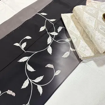 호몬기 포도 당초 자수 순수 실크 세트