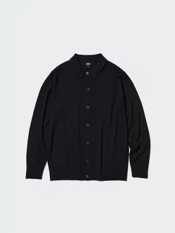 UNIQLO 엑스트라 파인 메리노 긴팔 셔츠 가디건 블랙