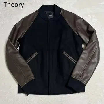 컨디션 최상 Theory 띠어리 바시티 자켓 캐시미어 블랙 x 브라운