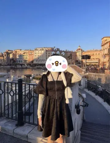 furfur 퍼프 슬리브 플레어 드레스 블랙