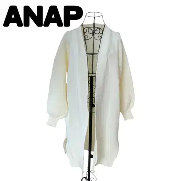 ANAP 화이트 롱 가디건 벌룬 슬리브