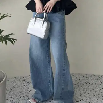 FRAY I.D 와이드 스트레이트 데님 팬츠 블루