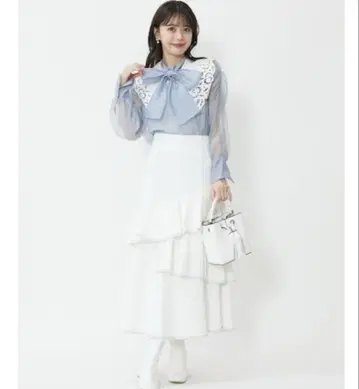 윌 셀렉션 데님 캉캉 스커트 화이트