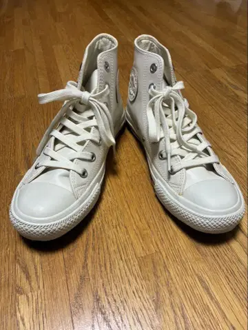 MHL 콜라보 Converse 화이트 하이컷 가죽 스니커즈