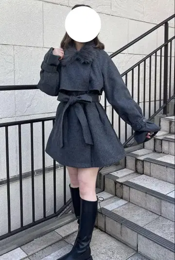 OLIVE des OLIVE 퍼 티펫 미들 기장 코트