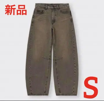 GU 미사용 새상품 배럴 레그 청바지 S 사이즈 브라운 계열 완판템