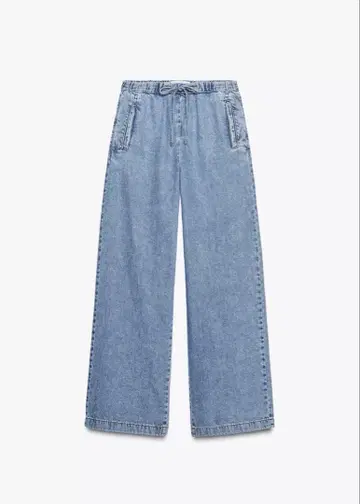 ZARA Z1975 조거 와이드 레그 미드 라이즈 롱 기장 데님 팬츠