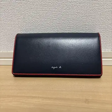 agnes b. 네이비 가죽 장지갑