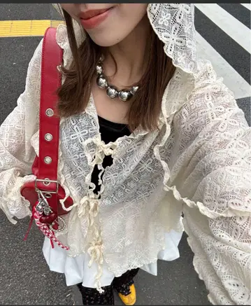 CIAOPANIC 레이스 메로우 후디 상의 아이보리