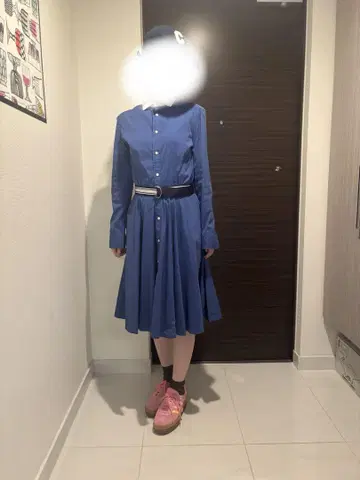 POLO 파란색 셔츠 원피스 긴팔