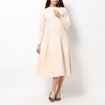 셀포드 핀턱 플리츠 니트 원피스 라이트 핑크