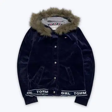 토미걸 Tommy Girl 벨로아 후드티 S 네이비 숏 기장