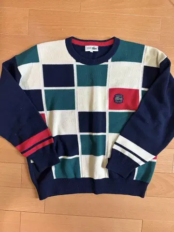 Lacoste 체크 무늬 니트 스웨터