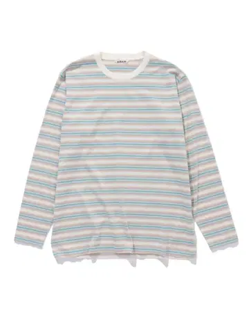 AURALEE GRADIENT STRIPE JERSEY L/S TEE