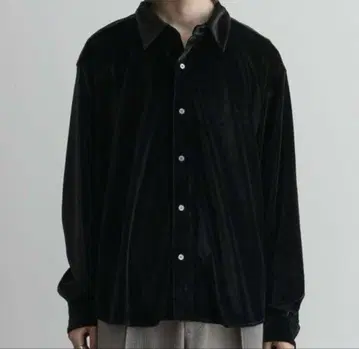 새상품 CasperJohn 바리아스 루즈 셔츠 드레이프 벨로아 블랙 S