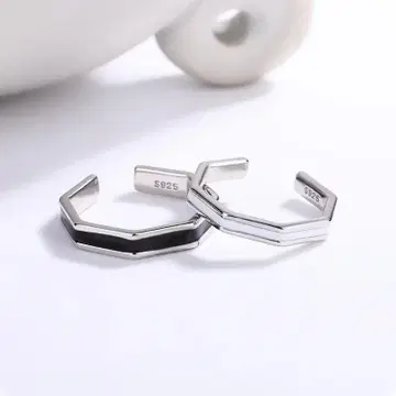 S925 실버 투톤 반지 세트