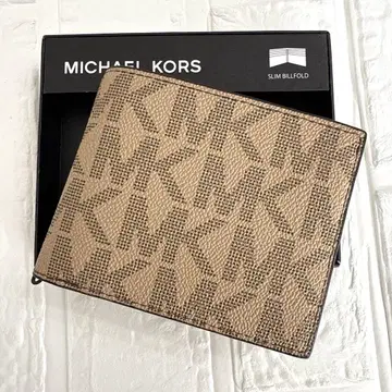 새상품 MICHAEL KORS 남성용 접이식 지갑 모카 베이지