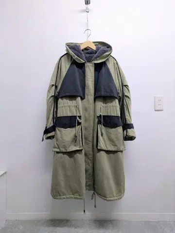 Two Tone Color Military Long Coat
