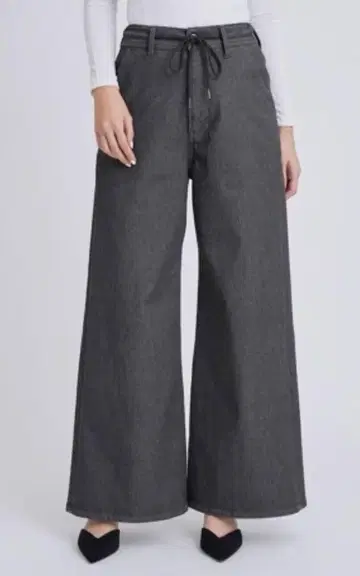 야누크 와이드 데님 팬츠 그레이