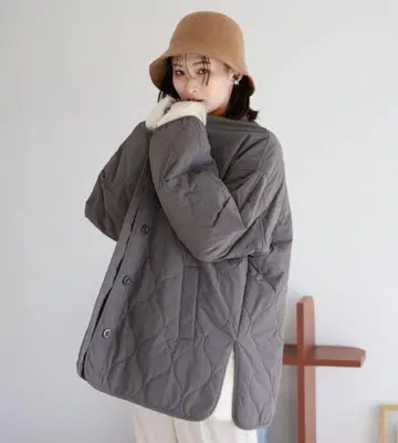 로리즈팜 퀼팅 블루종 그레이