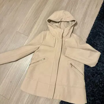 ZARA 후드 부착 코트 베이지 핑크 계열
