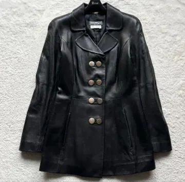 살바토레 페라가모 가죽 자켓 코트 더블 블랙 L