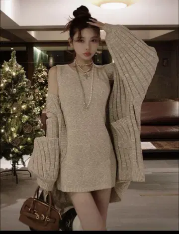다리치 원피스 & 가디건 세트