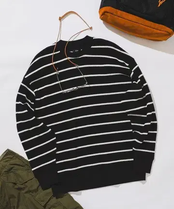 BEAMS 보더 서멀 크루넥